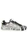 Dolce & Gabbana Black White Studded Low Top Sneakers Shoes