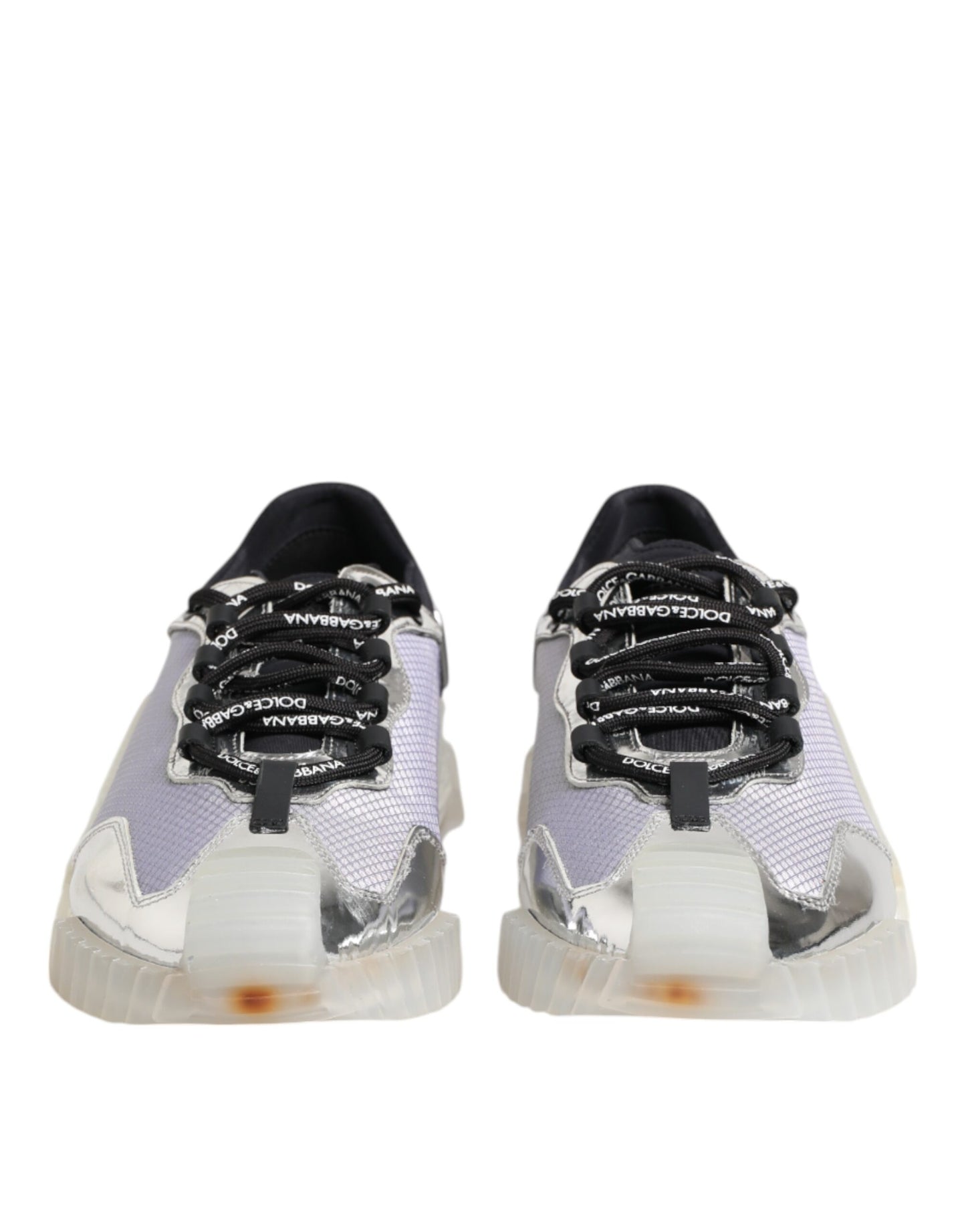 Dolce & Gabbana Silver Black Nylon NS1 Low Top Sneakers Shoes