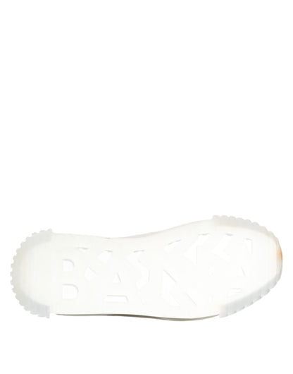 Dolce & Gabbana Silver Black Nylon NS1 Low Top Sneakers Shoes