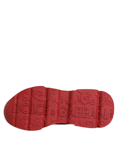 Dolce & Gabbana Red Leather Daymaster Low Top Sneakers Shoes