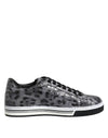 Dolce & Gabbana Gray Leather Leopard Low Top Sneakers Shoes