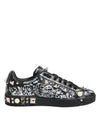 Dolce & Gabbana Black Portofino Stud Embellished Sneakers Shoes