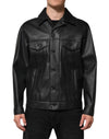 Dolce & Gabbana Black Polyester Button Down Biker Jacket
