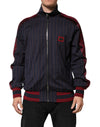 Dolce & Gabbana Blue Red Striped Logo Plaque Full Zip Jacket