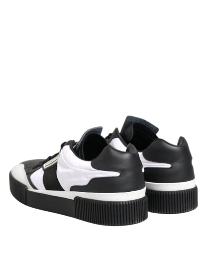 Dolce & Gabbana Black White Leather MIAMI Low Top Sneakers Shoes