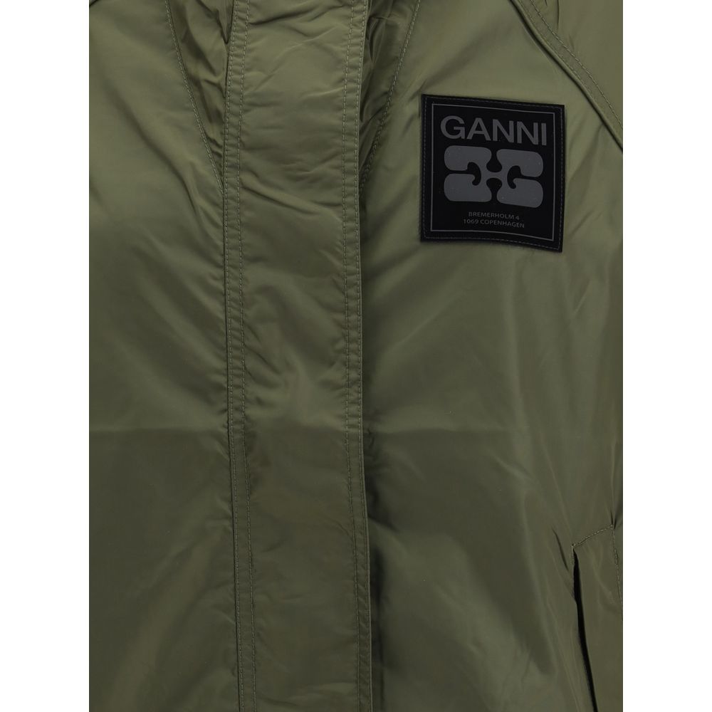 Ganni Green Nylon Shell Jacket