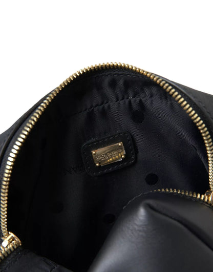 Dolce & Gabbana Black Calfskin Leather Double Waist Belt Fanny Pack Bag