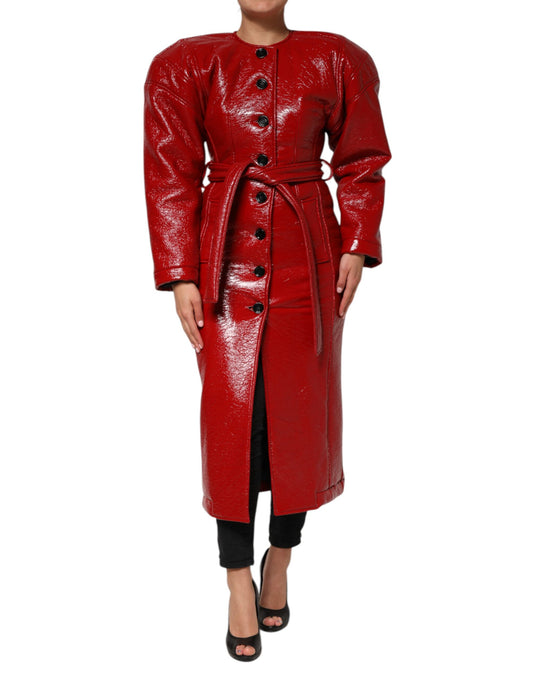Dolce & Gabbana Red Wool Single Breasted Trench Coat Jacket