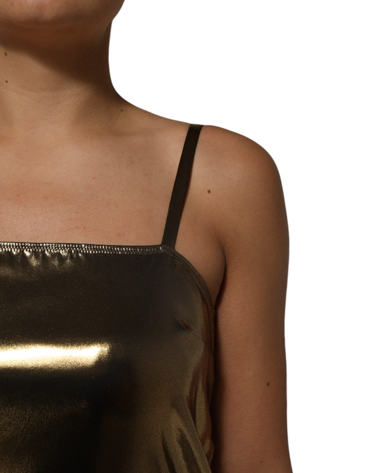 Dolce & Gabbana Metallic Gold Sleeveless A-line Mini Dress