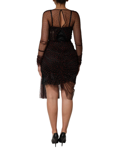 Dolce & Gabbana Black Lace Trim Long Sleeve Sheath Mini Dress