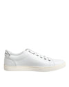 Dolce & Gabbana White Crown Bee Leather Low Top Sneakers Shoes