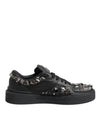 Dolce & Gabbana Black Leather Studded Low Top Sneakers Shoes