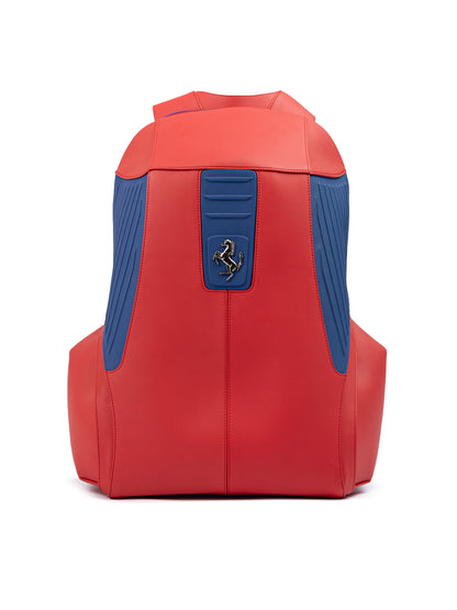 Ferrari Red Leather Technical Backpack