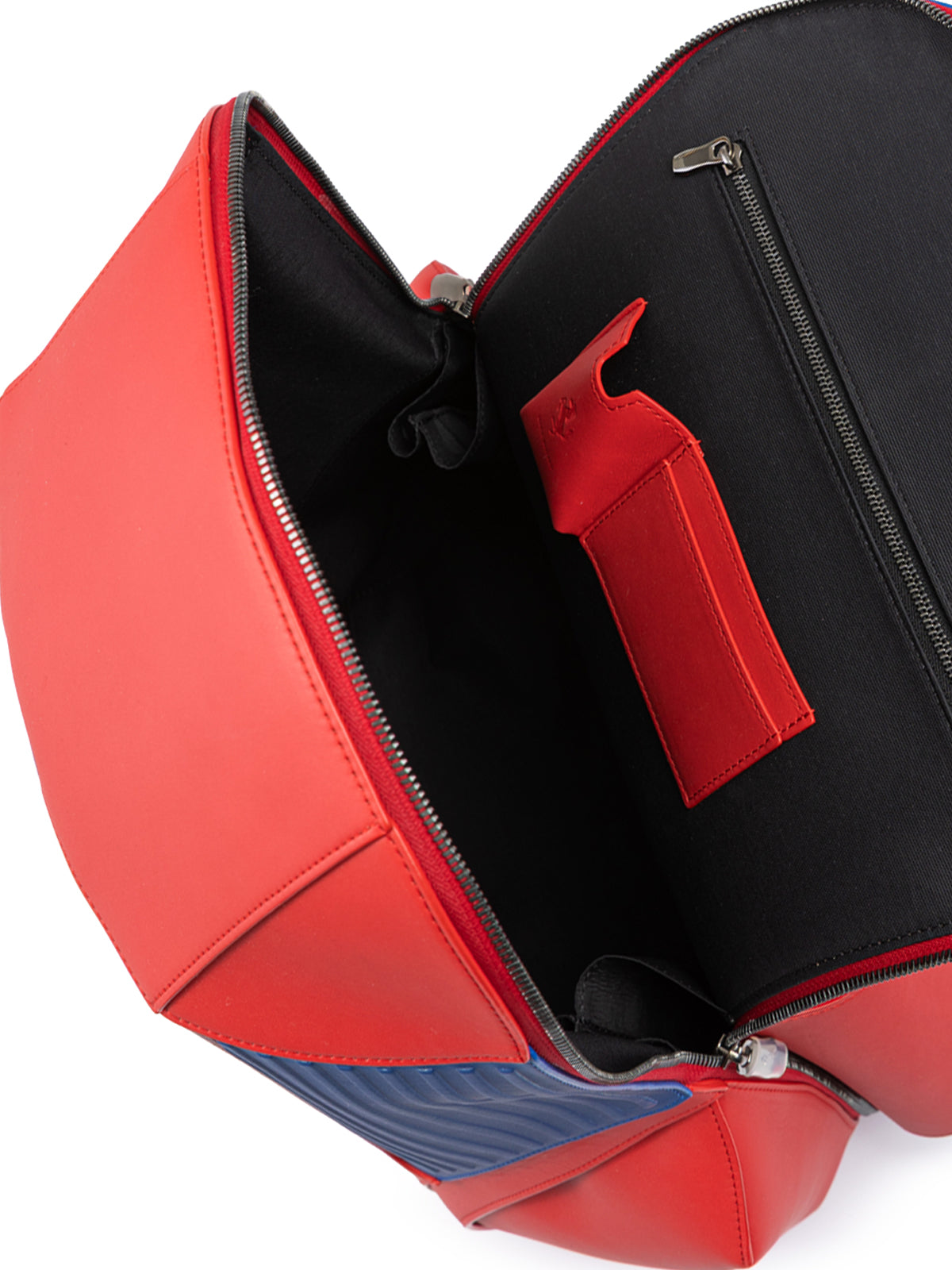 Ferrari Red Leather Technical Backpack