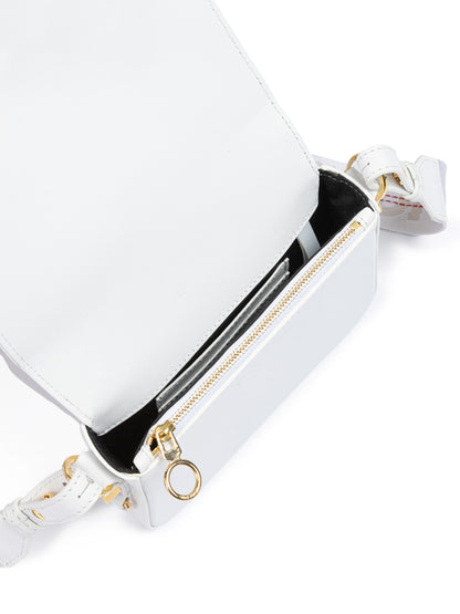 Off-White White/Gold  Metallic Stripe Mini Crossbody Bag