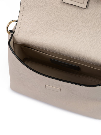 Giada Beige Grained Leather Crossbody Bag