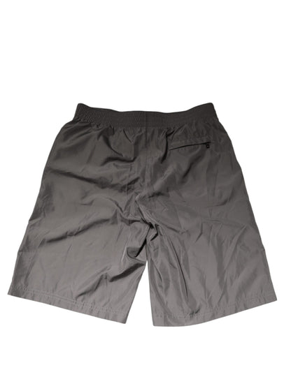 Dolce & Gabbana Light Gray Nylon Elastic Waist Shorts Swimwear