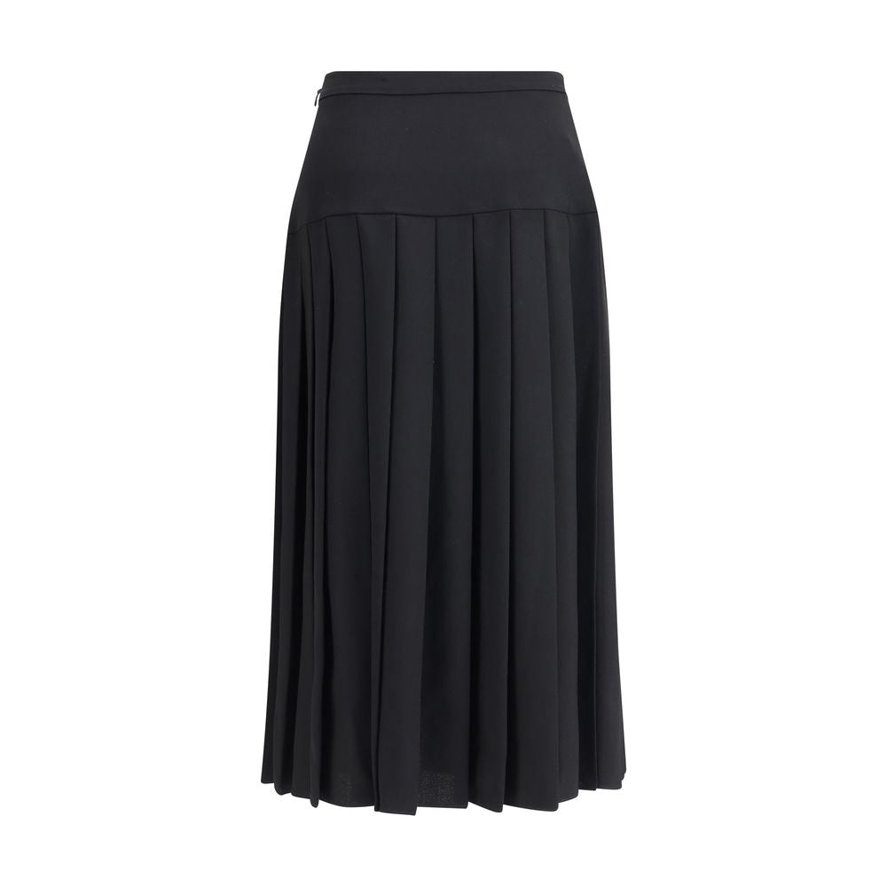 Alessandra Rich Black Fleece Wool Midi Skirt