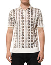 Dolce & Gabbana Silk Ivory Coin Print Logo Men Polo T-shirt