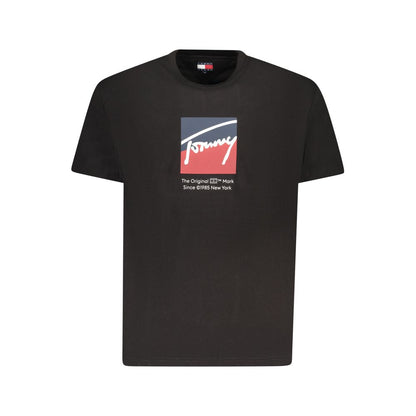 Tricou Tommy Hilfiger negru din bumbac pentru bărbați