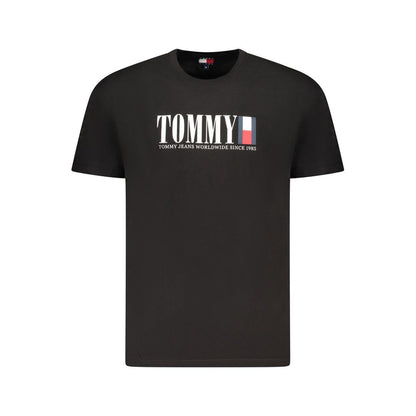 Tricou Tommy Hilfiger negru din bumbac pentru bărbați