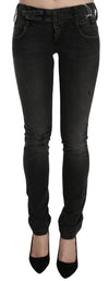 John Galliano Black Washed Low Waist Slim Fit Skinny Denim Pants Jeans