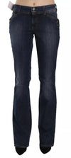 John Galliano Blue Washed Mid Waist Flared Denim Casual Pants Jeans