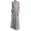 Dolce & Gabbana Light Grey Polyester Pleated Long Maxi Dress