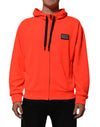 Dolce & Gabbana Red Fluorescent Polyester Logo Patch Hoodie Sweater