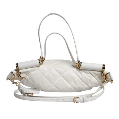 Dolce & Gabbana White Quilted Logo 90's Sicily Belt Waist Fanny Pack Bag