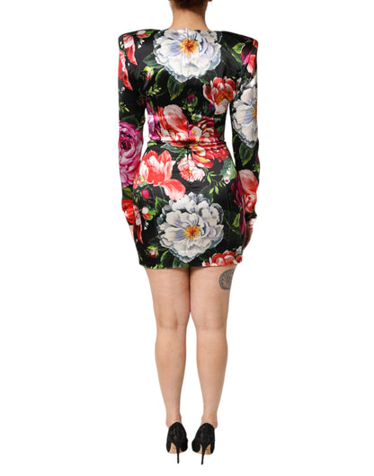 Dolce & Gabbana Black Floral Fiori Pittorici Bodycon Dress