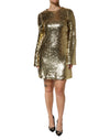 Dolce & Gabbana Gold Sequin Long Sleeve Mini Dress