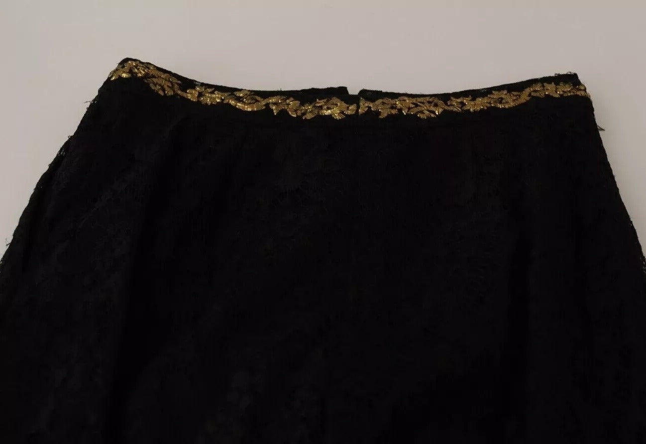 Dolce & Gabbana Black Lace Gold Baroque SPECIAL PIECE Shorts
