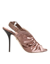 Dolce & Gabbana Bronze Satin Ruched Slingback Sandals Shoes