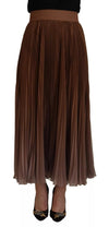 Dolce & Gabbana Beige Longuette Plisse Chiffon Midi Skirt