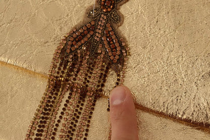 Patrizia Pepe Gold Leather Embellished Shoulder Strap Bag