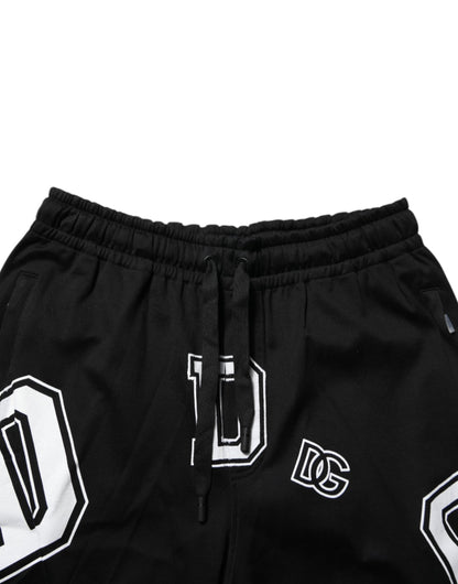 Dolce & Gabbana Black Logo Print Cotton Casual Bermuda Short