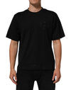 Dolce & Gabbana Black Logo Patch Cotton Men Crew Neck T-shirt