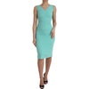 Dolce & Gabbana Green Viscose Sleeveless Sheath Midi Dress