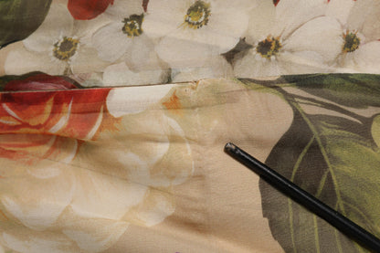 Dolce & Gabbana Beige Floral Sleeveless A-line Mini Dress