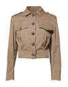Dolce & Gabbana Beige Cotton Button Up Fitted Cropped Jacket
