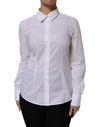 Dolce & Gabbana White Cotton Collared Buttoned Dress Shirt Top