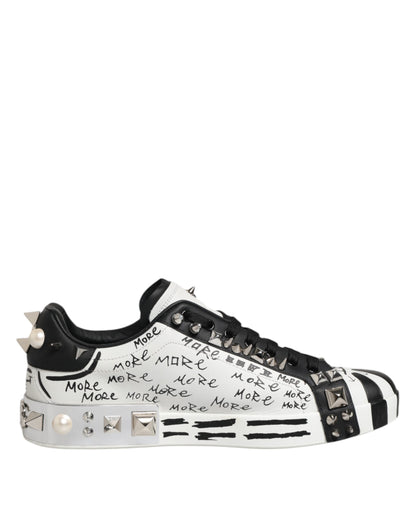 Dolce & Gabbana White Portofino Studded Men Sneakers Shoes