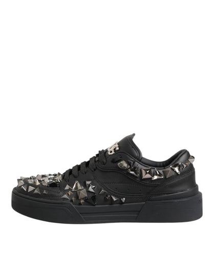Dolce & Gabbana Black Portofino Studded Men Sneakers Shoes