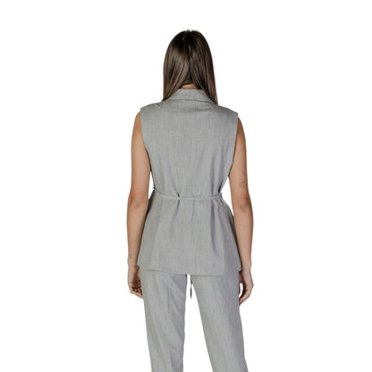 Vila Clothes Gray Recycled Polyester Waistcoat