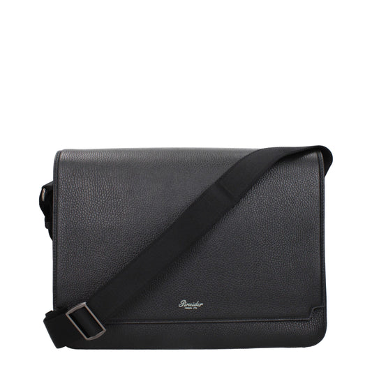 Pineider Black Leather Crossbody Bags