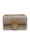 PINKO Grey Leather Love One Mini Shoulder Bag