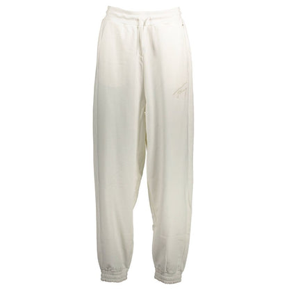 Pantaloni albi din bumbac Tommy Hilfiger
