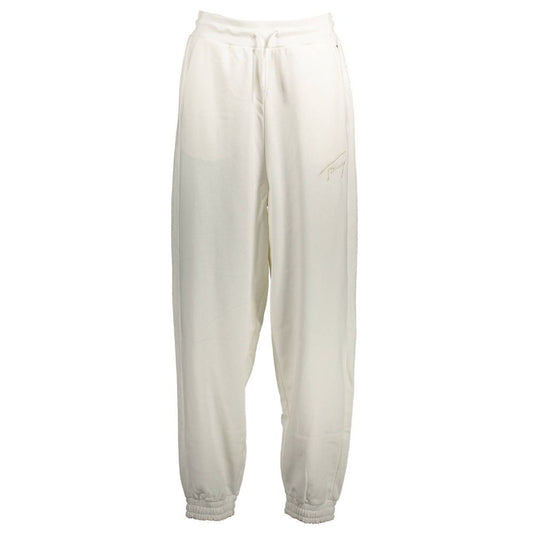 Pantaloni albi din bumbac Tommy Hilfiger