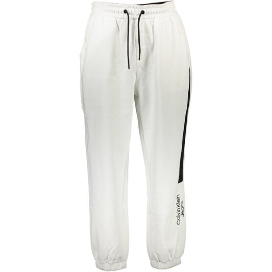 Pantaloni albi din bumbac Calvin Klein